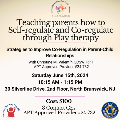 APT Contact CE Training Announcement in NJ on June 15, 2024 teaching therapists to help parents learn how to regulate and co-regulate with their young children 